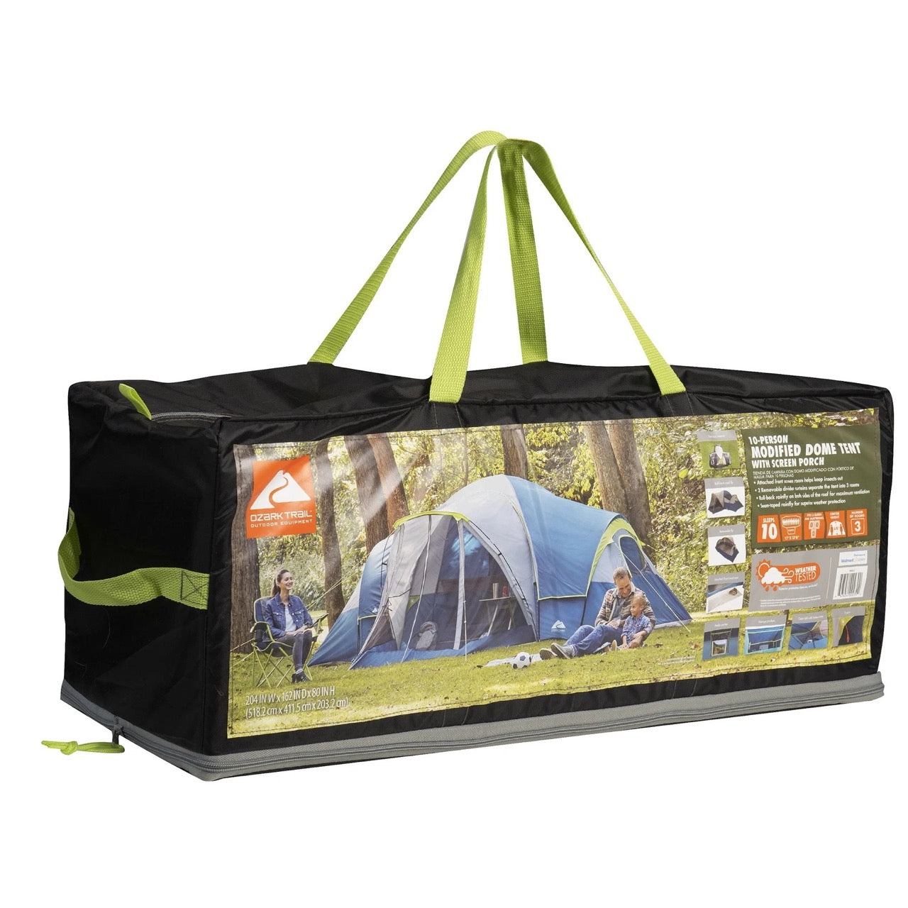 10-Person Modified Family Dome Tent with Screen Porch, 3 Rooms, Outdoor Camping